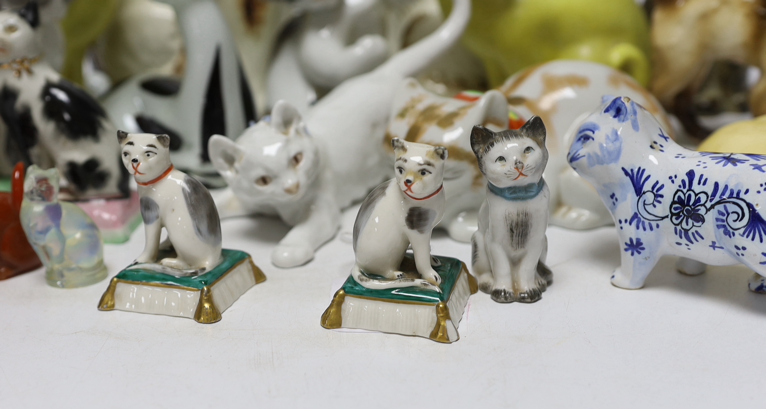 An assortment of various cat ornaments including a Bing and Grundahl example and one Wien example, largest 21cm high